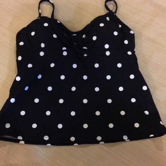 Lands End 6p black and white polka dots tankini - Picture 1 of 4